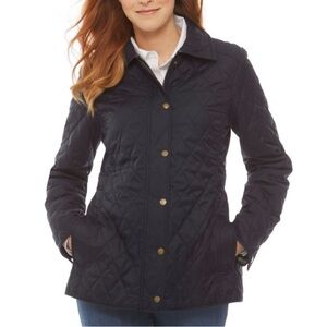L.L. Bean Women's Navy Quilted Riding Jacket